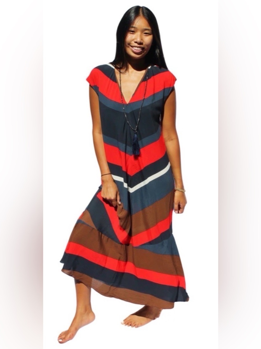 Zara Striped Midi Dress - Picture 2 of 6